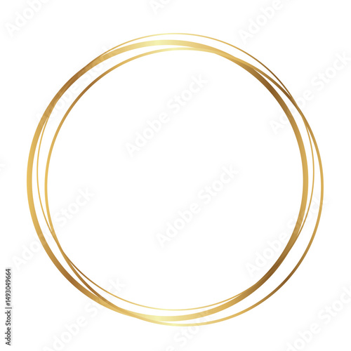 Minimalist Gold Circular Frame for Elegant Branding, Packaging, Logos or Invitation Design on White Background