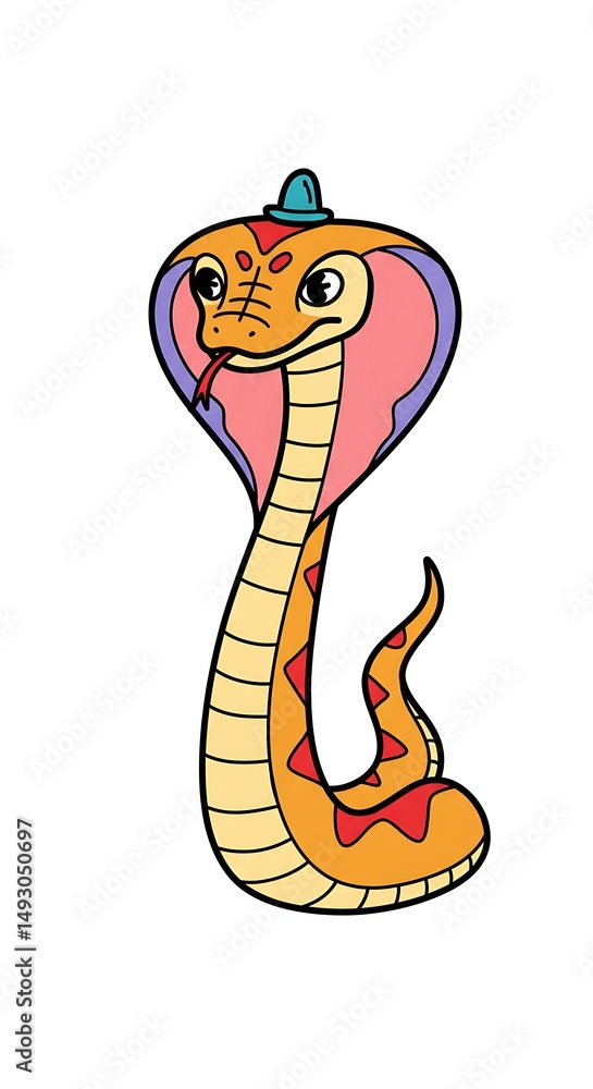 Fototapeta premium Jaunty cobra wears miniature hat