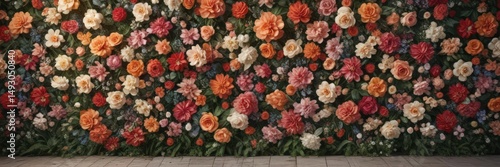 Wallpaper Mural Vintage floral wall, lush artificial blooms  Photo backdrop ,  macro,  rose Torontodigital.ca