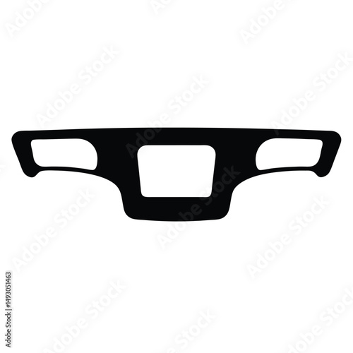 Black silhouetted dashboard component showcasing a rectangular opening with curved extensions on each side