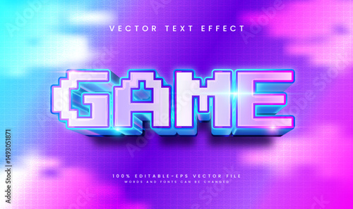3d Game editable vector text effect. Suitable for  modern ui gaming theme asset.