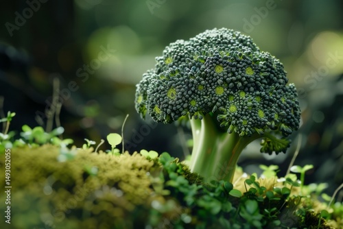 Wallpaper Mural Vibrant Broccoli in Natural Setting with Soft Green Background Torontodigital.ca