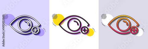 Farsightedness line icon. Halftone dotted pattern. Gradient icon with grain shadow. Eye diopter sign. Optometry vision symbol. Line farsightedness icon. Various designs. Vector