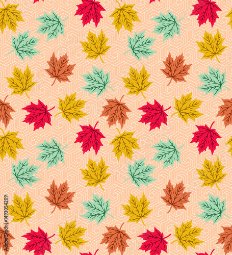 Wallpaper Mural autumn leaves seamless pattern Torontodigital.ca