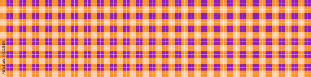 Fototapeta premium Halloween plaid wallpaper with seasonal decoration. Flat vector illustration isolated