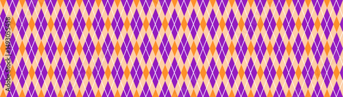 Halloween background argyle wallpaper with black orange plaid design. Flat vector illustration isolated