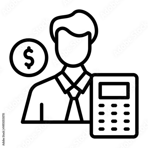 Auditor Vector Line Icon Design