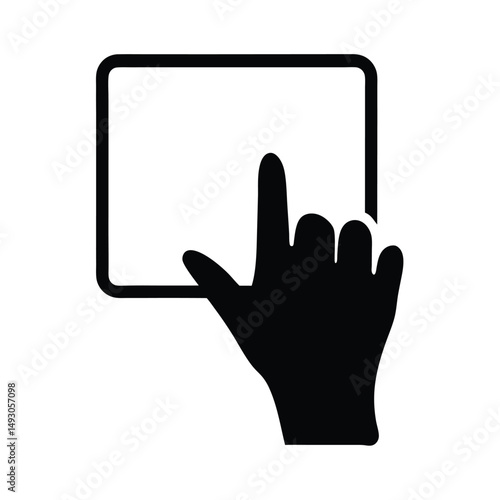 Finger touching a tablet or touch screen device in silhouette style