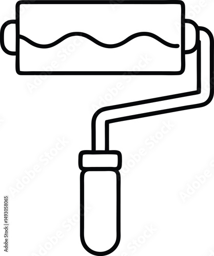 An outline icon of a paint roller symbolizes the renovation and construction industry, ideal for design and DIY projects that inspire creativity and innovation across various settings
