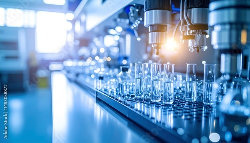 Modern laboratory equipment with test tubes and scientific instruments in a research setting