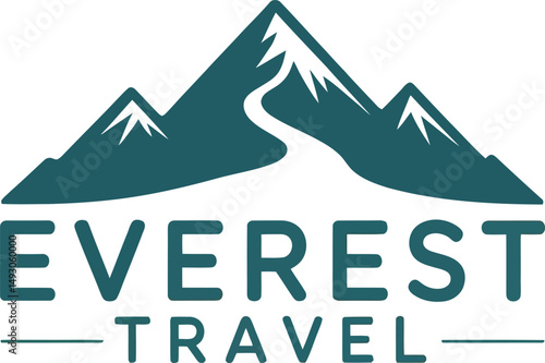 Mount Everest logo with modern typography, ideal for travel agencies, outdoor brands, hiking gear, or nature destinations.