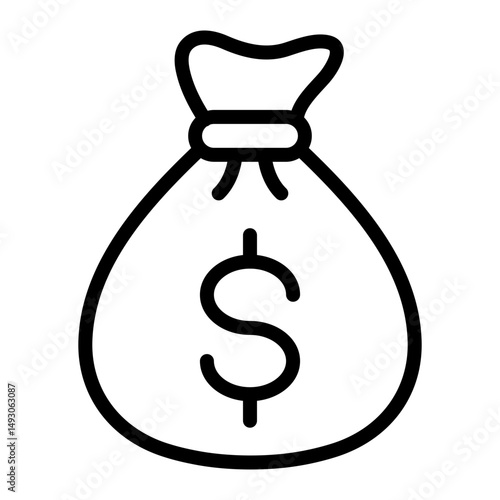 Money Bag Vector Line Icon Design