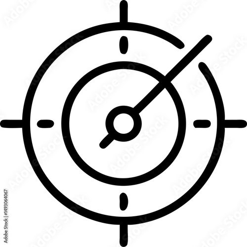 time target vector outline icon on white or transparent background