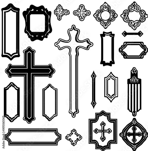 Gothic crosses and retro frames are the hallmarks of this vintage design
