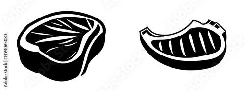 Flat icon of round beef steak for use on food-related apps and websites