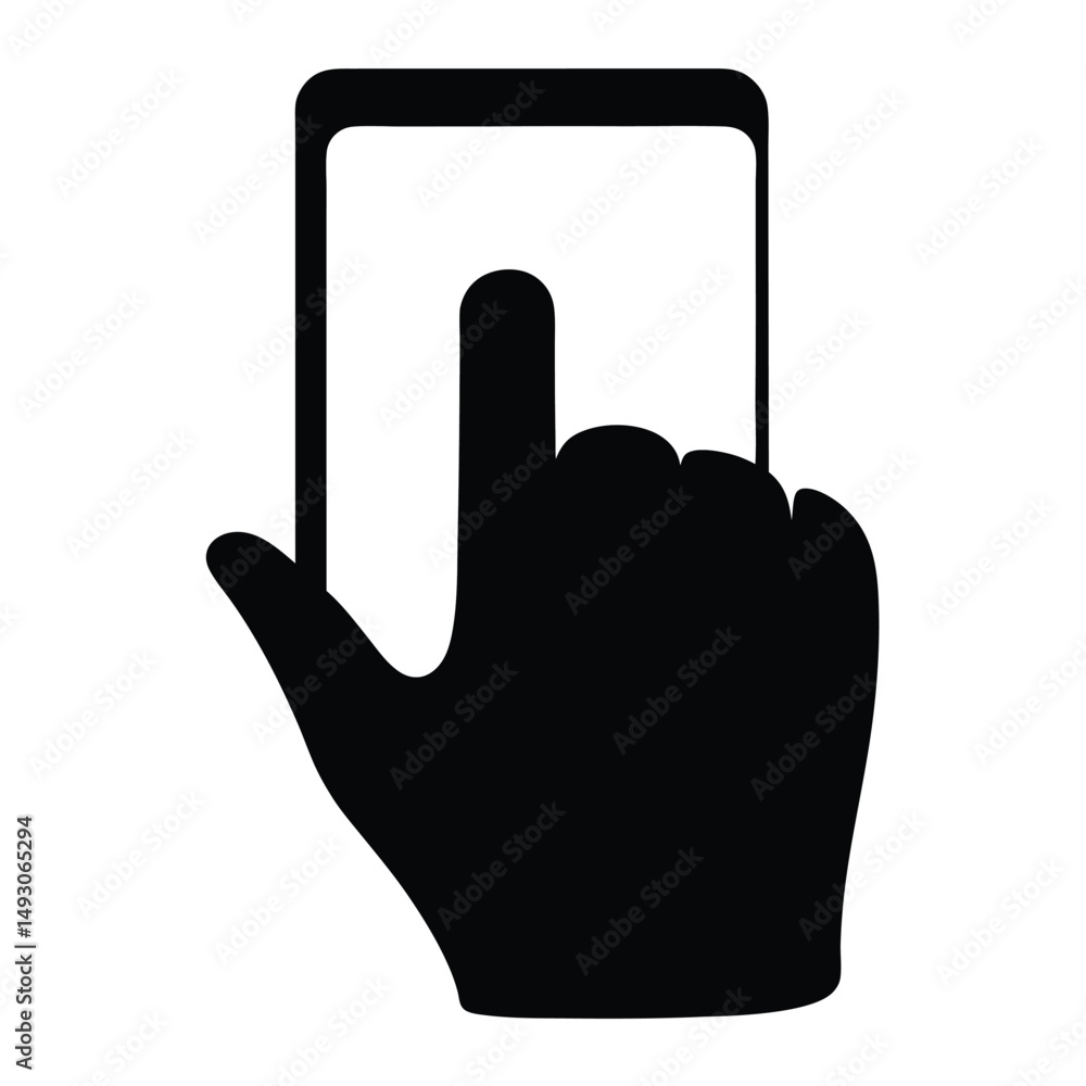 Obraz premium Smartphone touchscreen being touched by a human hand for interaction vector