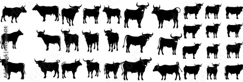The silhouette of a bull can be effectively utilized as a symbol, logo, web icon, mascot, sign, or incorporated into any design of your choice
