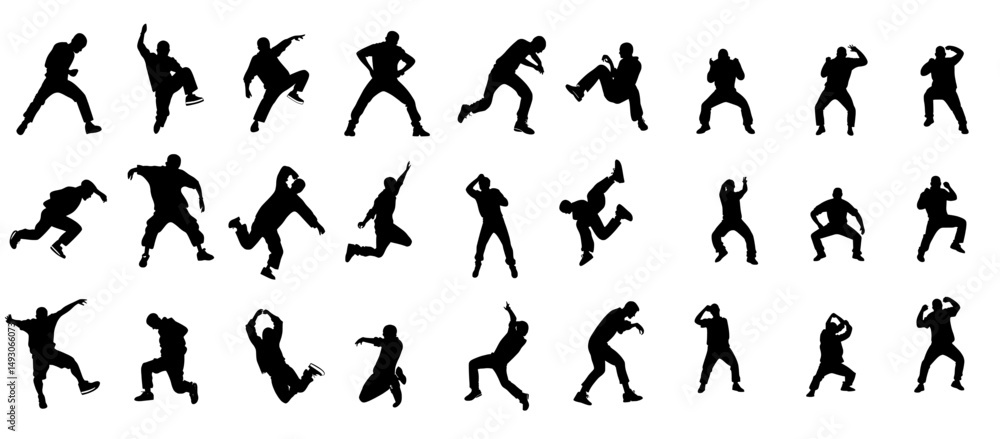 Fototapeta premium People are shocked and frightened, forming silhouettes, which can be used as a symbol, logo, web icon, mascot, sign, or in any design