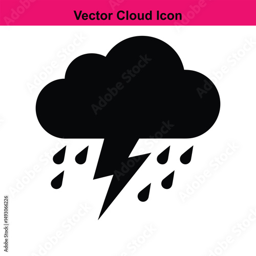 Thunderstorm cloud icon vector graphic illustration