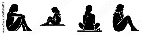 The silhouette of a girl dancer is depicted in a hand sketch as an exotic dance icon, an element of woman for mobile concept and web apps icon