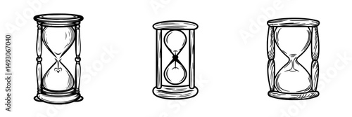 Flat style hourglass icon, a modern sandglass illustration set against a white isolated background, symbolizing a clock business concept