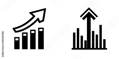 An icon representing profit growth, a modern isolated icon, a progress bar, a graph sign indicating a growing graph, a chart showing profit increase, and a success arrow icon symbolizing growth
