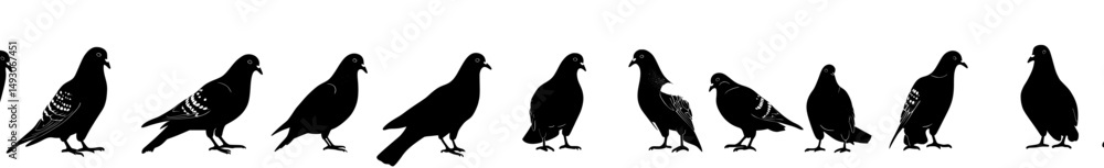 Fototapeta premium Pigeon silhouettes are depicted in this modern illustration