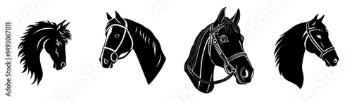 Creating the dark outline of a horse's head against a white backdrop