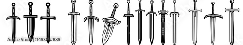 Photos Collection of minimalist contemporary illustrations of medieval dirks and dagger
