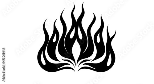 Flame graphic of a tribal hotrod muscle car silhouette is designed for car hoods and sides, and can also serve as decals, masks, or tattoos