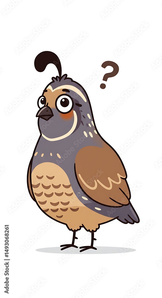 Fototapeta premium Perplexed quail poses with question