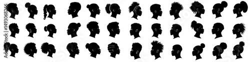 Modern illustration template set featuring silhouettes of African American men