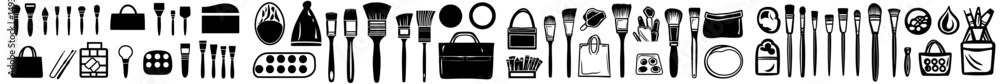 Obraz premium The paint icon set includes a modern paint brush icon and a modern paint roller icon