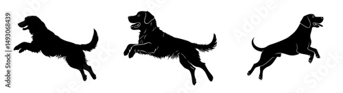 silhouette graphic of a belgian malinois dog jumping and running