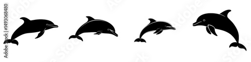 A dolphin icon is presented in a modern style, isolated on a white background