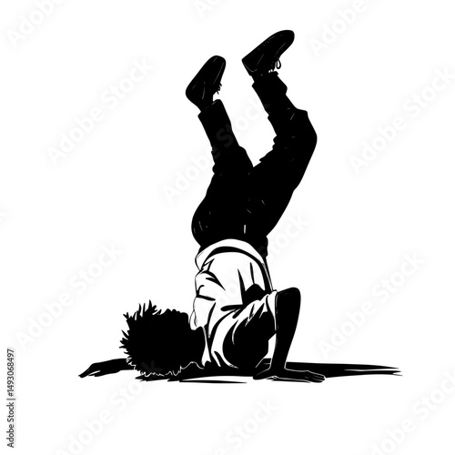 A silhouette of a teenager is captured mid-air, executing a flip and somersault in an acrobatic sport