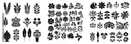 Calligraphic design elements and page decoration feature vintage frames