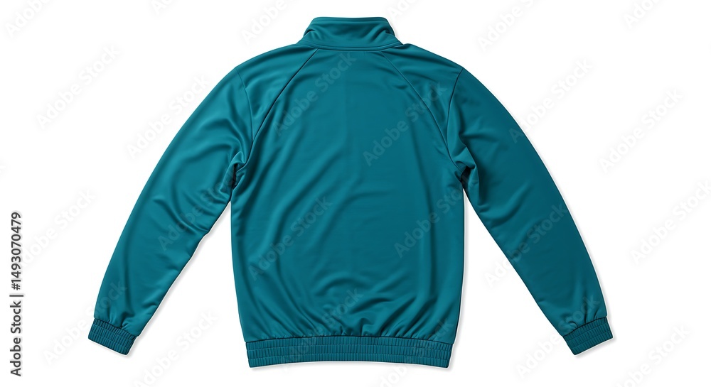 Fototapeta premium Teal athletic jacket backview on white