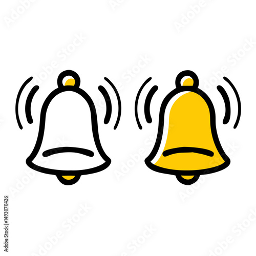 Notification Bell Icon Set in Flat Style.