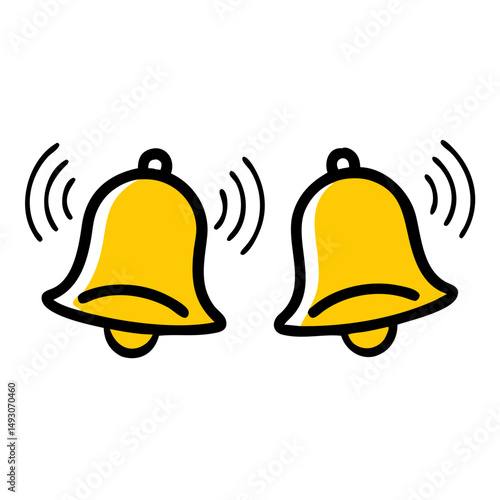 Notification Bell Icon Set in Flat Style.