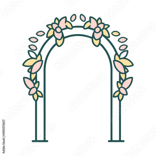 Floral wedding arch design in blush and champagne colors  