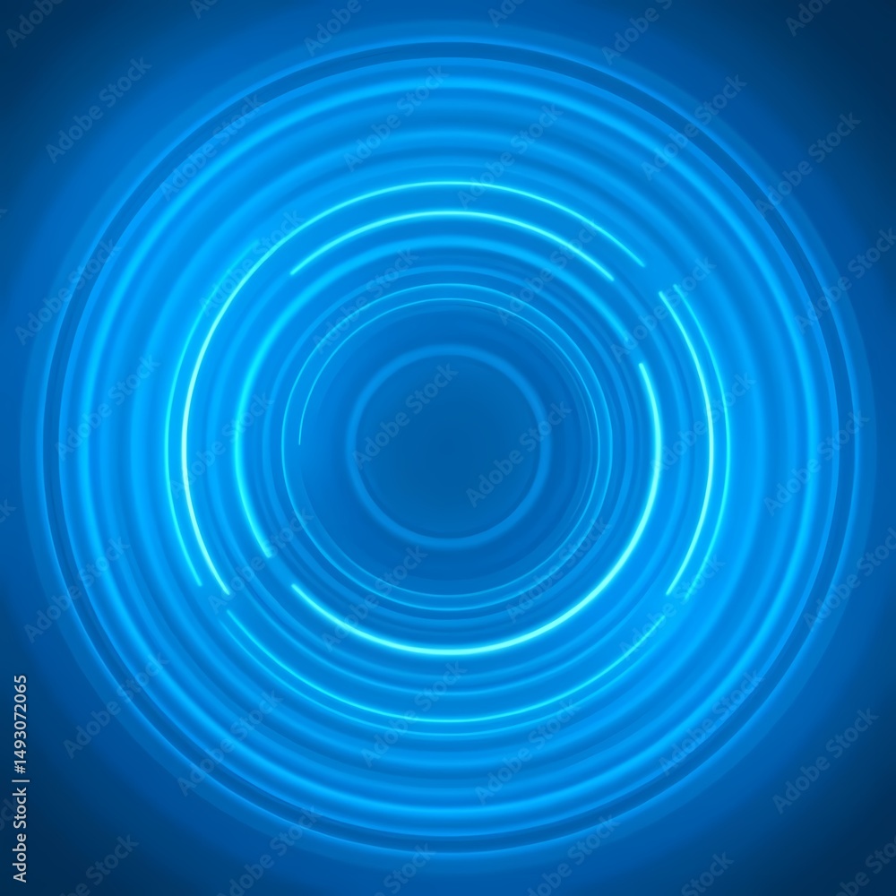Obraz premium A softly glowing blue concentric circle background creates a mesmerizing abstract pattern.