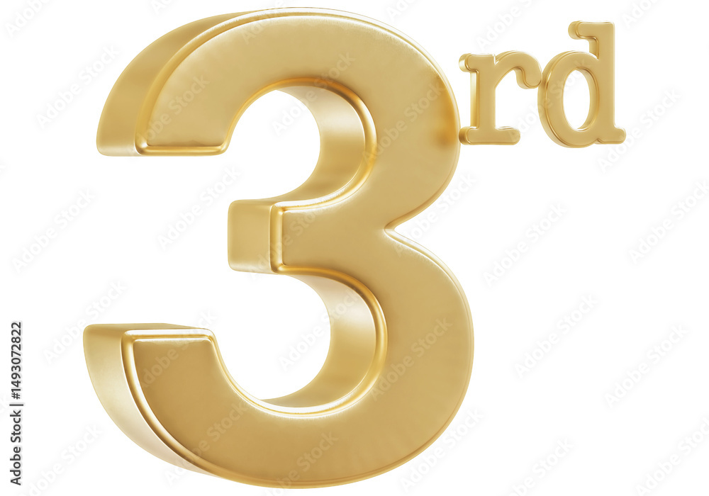 3rd Anniversary Golden Number 3D Illustration 3rd Anniversary Golden Number 3D Illustration