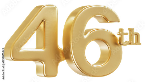 Photography 46th Anniversary Golden Number 3D Illustration