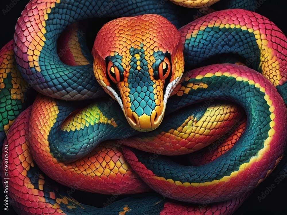 Fototapeta premium Vibrant Rainbow Snake