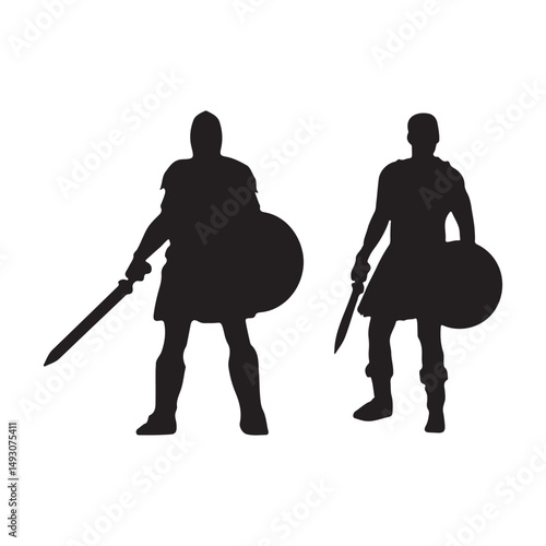 Gladiator Silhouette Vector Icon White Background