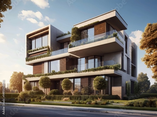 Modern Multi-Story Apartment Building