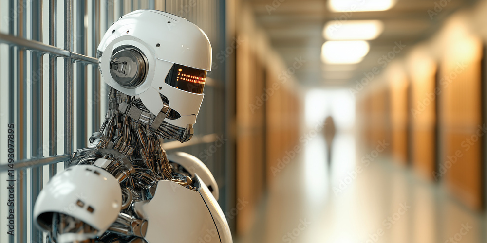 Fototapeta premium Exploring artificial intelligence ethics and human rights in technology urban environment digital art perspective