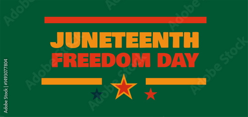 Flat design Juneteenth vector with “Freedom Day” banner in Afro-centric tones symbolizing equality