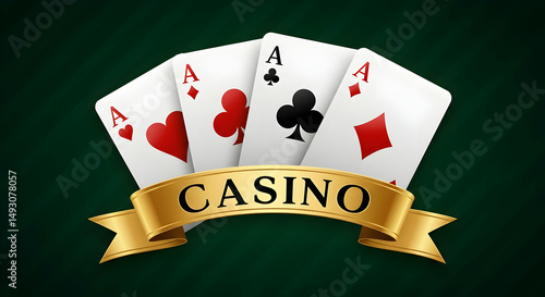 Four Aces Casino Playing Cards Gambling Game Royal Flush Vegas Luck Chance Risk